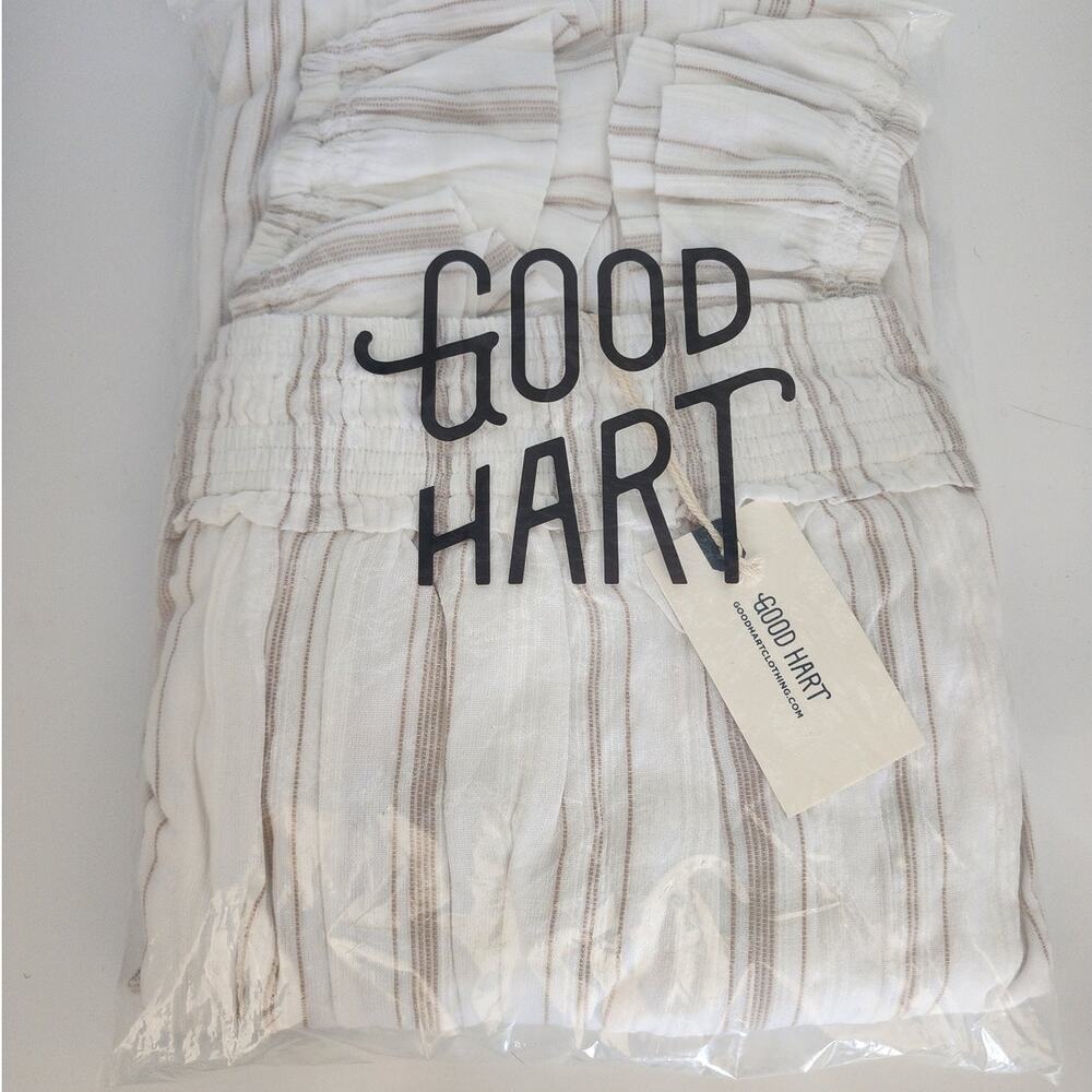 Matilda Jane Womens L Good Hart DeSoto White Sleeveless Striped Smocked Dress - Picture 4 of 6